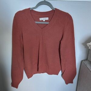 LOFT V-Neck Sweater in Warm Rust